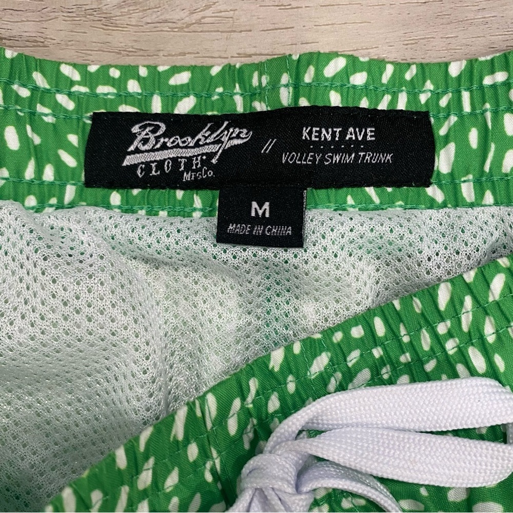 7" Spotted Stripes Swim Short, Green Swim Shorts,Men’s 2‎ pocket shorts,SZ M - Picture 5 of 8